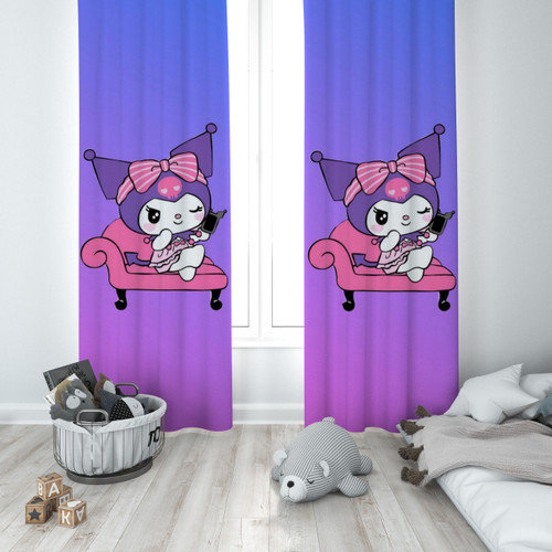 پرده پانچی دخترانه طرح کرومی