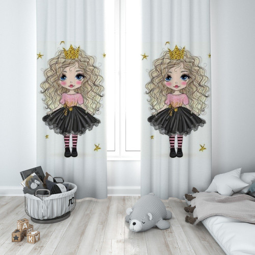 پرده پانچی دخترانه طرح دختر موفرفری