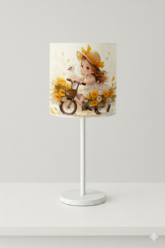 اباژور رومیزی دخترانه مخمل طرح دختر و اردک دوچرخه سوار