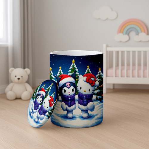 باکس وسایل دخترانه طرح هلو کیتی و کرومی زمستونی