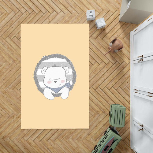 فرشینه مینیمال پسرانه مخمل طرح تدی