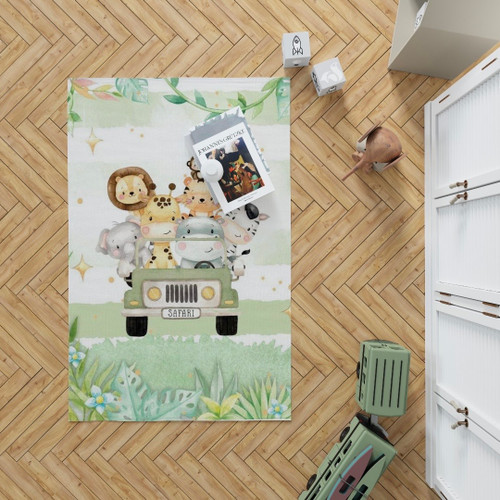 فرشینه کودکانه طرح حیوانات ماشین سوار