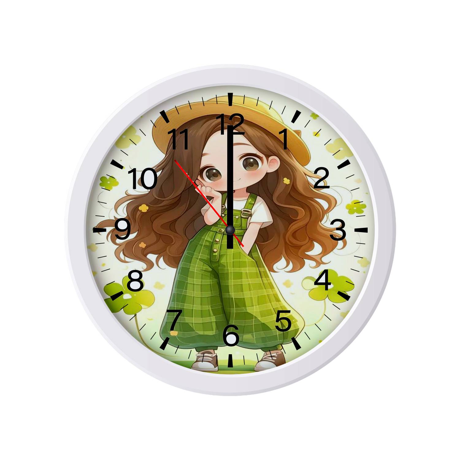 ساعت دیواری دخترانه طرح دختر لباس سبز