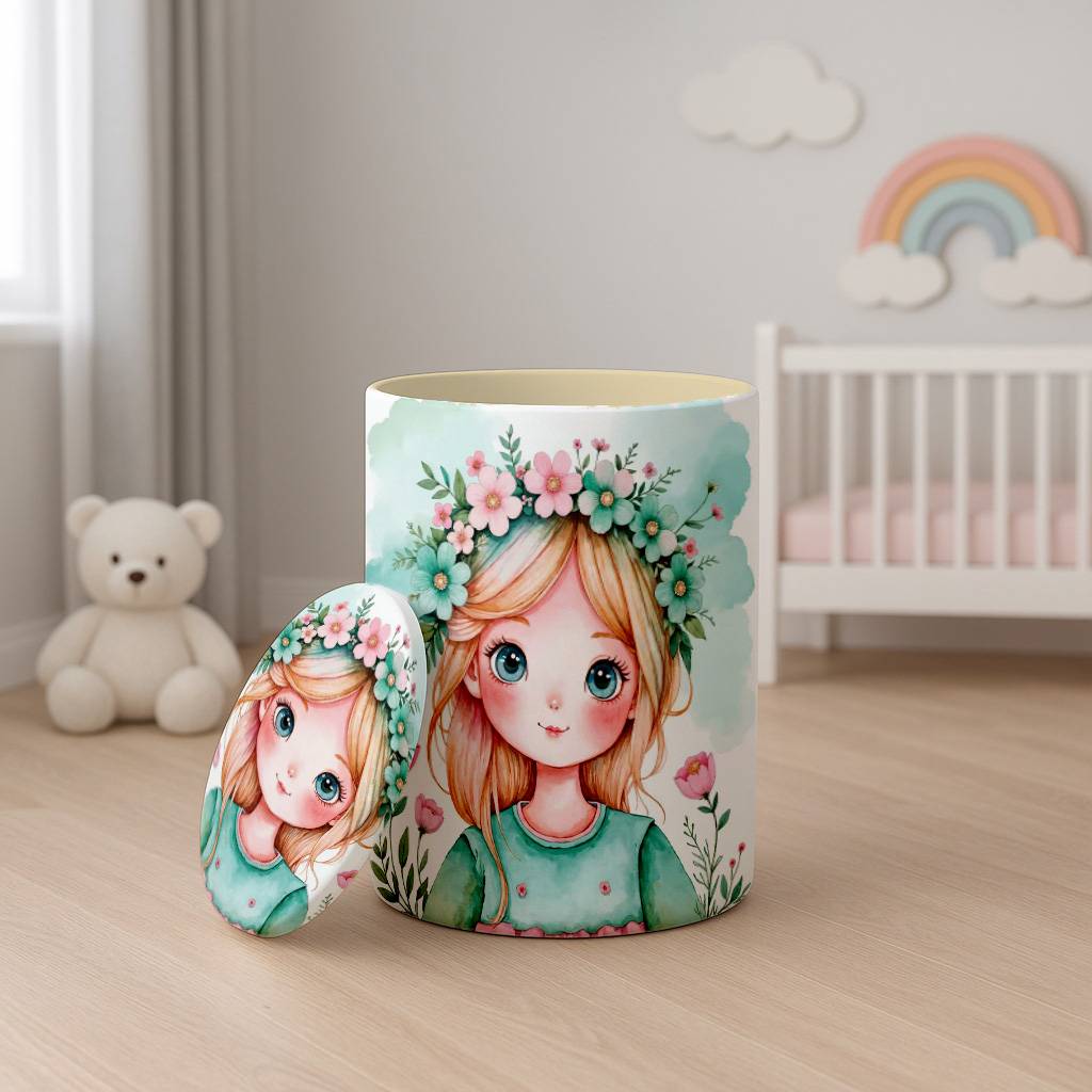 باکس وسایل دخترانه طرح دختر و گل سبز